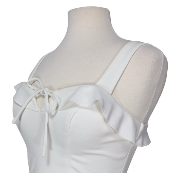 City Studio Dress Size 5 Ruffled Fit & Flare Ivory Sleeveless Sweet Heart - Picture 7 of 14